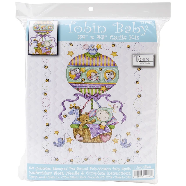 Kit de punto de cruz de edredón estampado Tobin 34""X43""-Paseo en globo -T21767