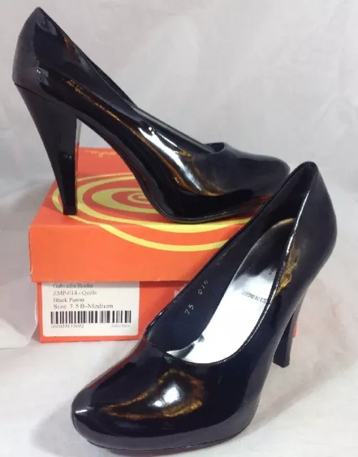 NEW GABRIELLA ROCHA Heels Women's Shoes Size 7 1/2 Black Patent Pumps Slip On