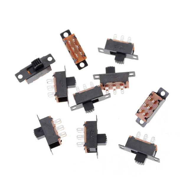 10 Pcs 2 Position DPDT 2P2T Panel Mount Vertical Slide Switch 6 Pin 0.5A 50V DC√