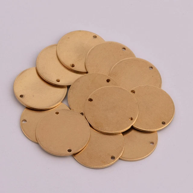 10 pz Etichetta Rotonda Rame Gioielli Stampa Vuoti Cerchio Dischi Ottone
