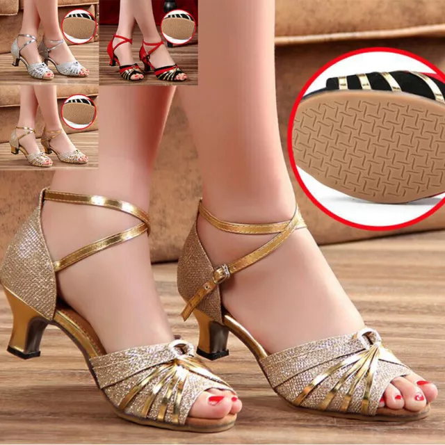 Womens Ladies Low Heel Party Sandals Strappy Wedding Bridesmaid Shoes Size New