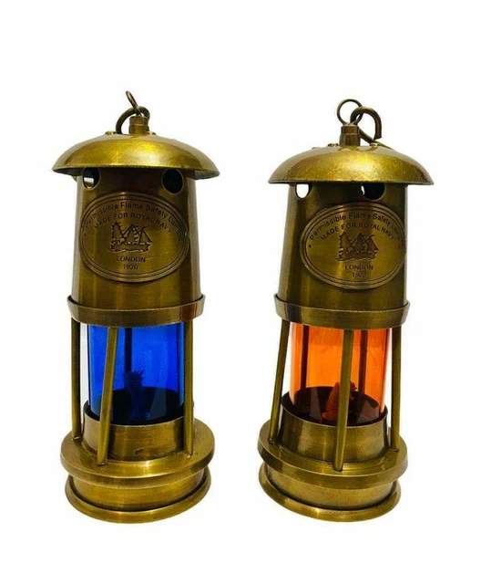 Nautische Antik-Messing-Lampe, Schiff, Boot, Laterne, Dekoration, 2er-Set
