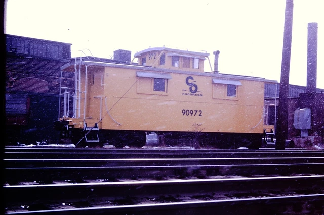 Chesapeake & Ohio C&O Steel Caboose #90972 Original Kodachrome Slide