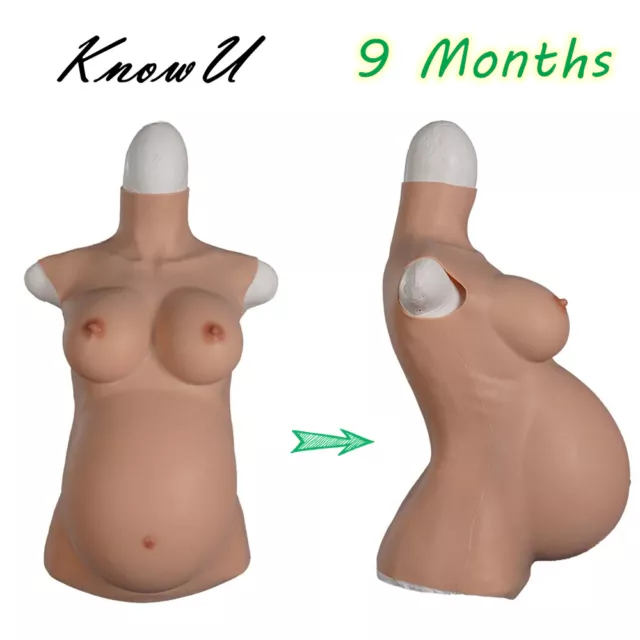 KnowU Nine Months Fake Pregnant Belly With Breasts Silicone Breast Forms Cosplay