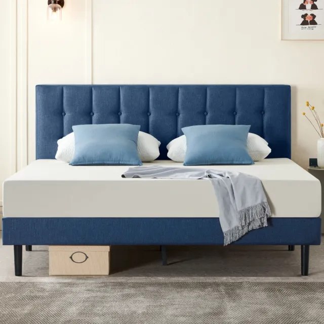 Quee/Full/Twin Size Upholstered Platform Bed Frame with Wooden Slats Mattress