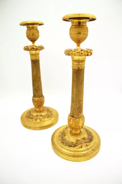 Pair of French Empire 19th Century Candlesticks Rare Antique