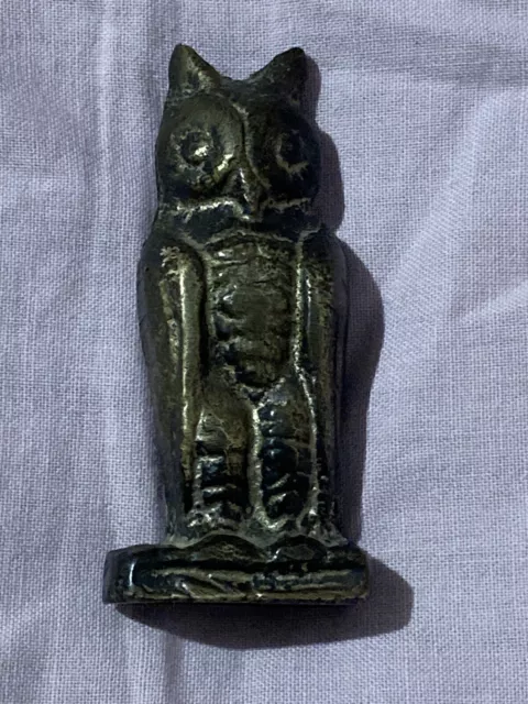 Vintage Pequeño Búho Estatua Estatuilla Art Deco Bronce Patinado