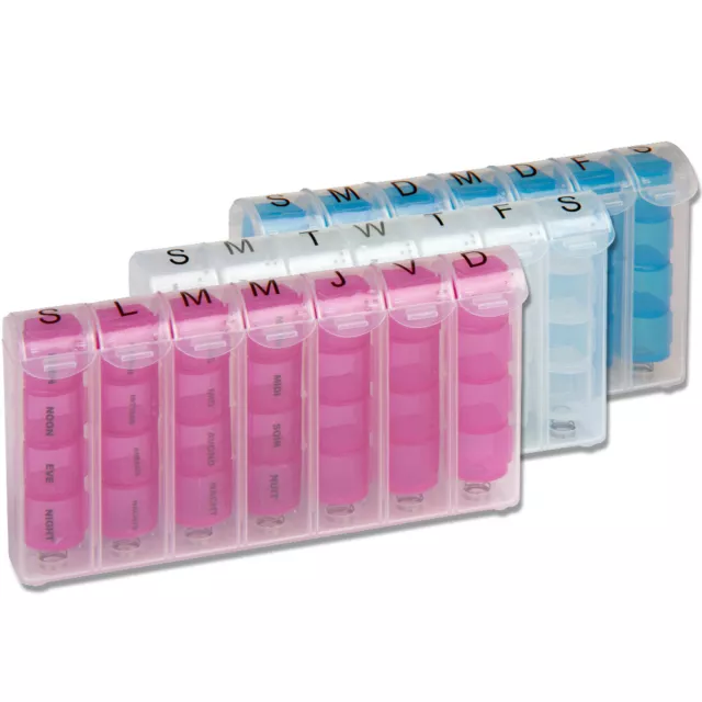 Caja de pastillas para 7 días de la semana con 4 compartimentos al día