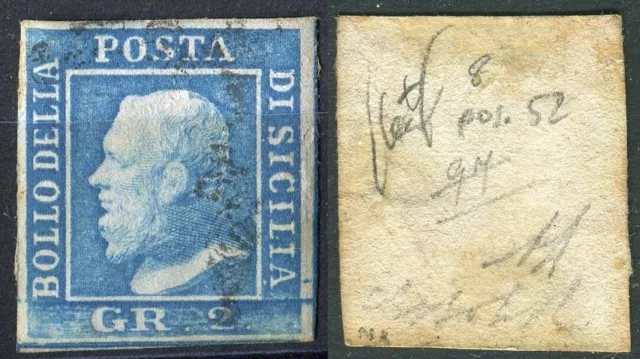 1859 Alte USA Sizilien 2 Gr Blau Klar III Uform Sächsischer 8 S127