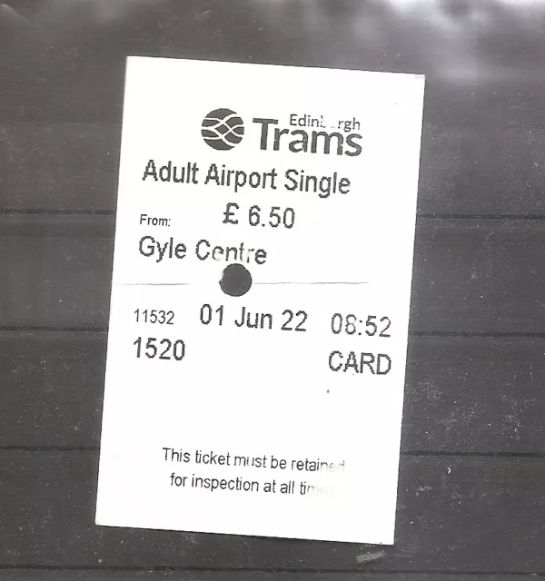 TRAM TICKET - Edinburgh Schottland UK 2022