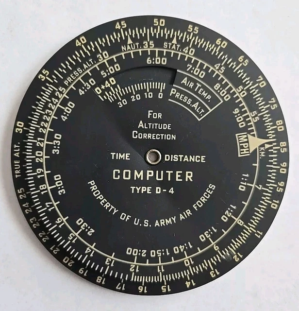 US ARMY AIR Forces Flight Time Distance Computer Altitude Correction ...