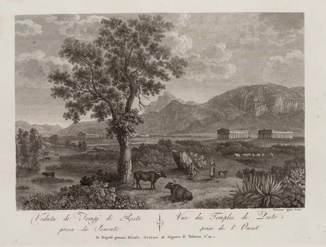 ALOJA (19.Jhd) nach Unbekannt (19.Jhd), Temepl in Paestum, um 1810, KSt.