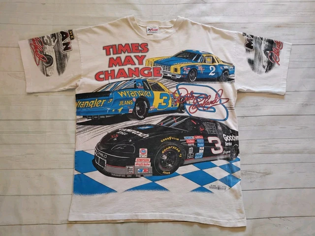 Vintage 1990'S Russell print T-shirt, made in the USA, size L, men's polyester blue type Vintage Second Hand