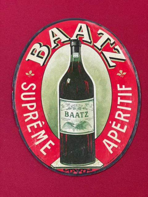 Affiche Publicitaire Alcool BAATZ Supreme Aperitif ancienne Authentique Bar Déco