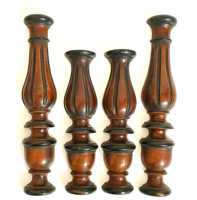 Set of half wood carving groove column - Antique french architectural salvage