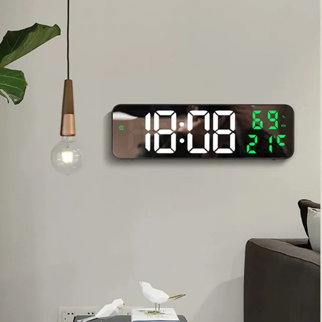 9INCH LARGE DIGITAL Wall Clock Temperature and Humidity Display Table ...