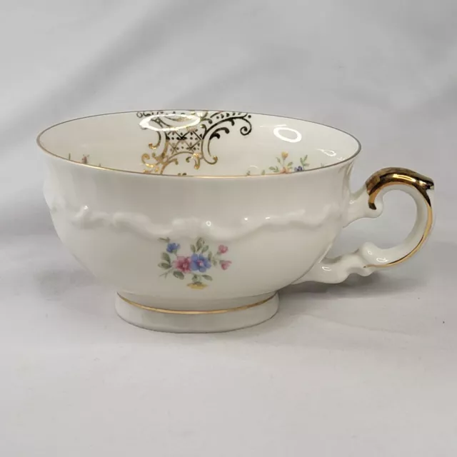 Vintage Mitterteich Bavaria Germany Porcelain Tea Cup 2"H Gold Trim Decorative