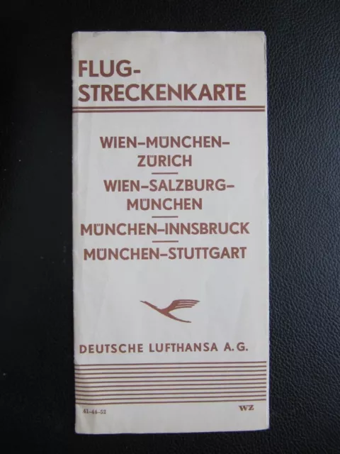 DEUTSCHE LUFTHANSA rare route map WIEN MUNCHEN ZURICH SALZBURG from 30's