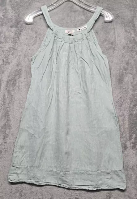 Malvin Hamburg Dress Womens Small Pale Green Love Linen Shift Babydoll Beach