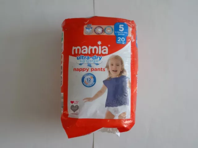 mamia nappy pants, pack of 20, size 5/junior, unopened
