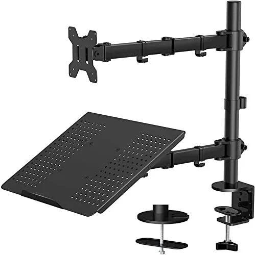 Laptop Monitor Mount with Tray for 13- 27 inch, Fully Adjustable Laptop