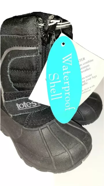 Totes Snow Boots Black Winter Boots  Travis  Little Boys Size 5 NEW With Tags