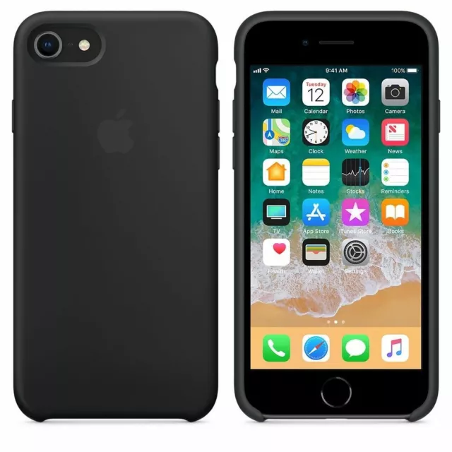 Original offizielle Apple Silikon Hülle für iPhone 8/7 & SE (2022 & 2020) - schwarz