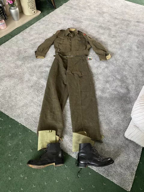 ww2 british army battledress Polish Cassino Boots Trousers And Tunic Renactor