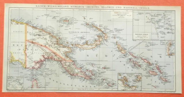 Kaiser Wilhelmsland Bismarck Archipel  Kolonien  Marshall Inseln  Landkarte 1905