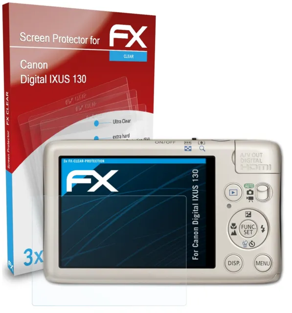 atFoliX 3x Película Protectora para Canon Digital IXUS 130 transparente