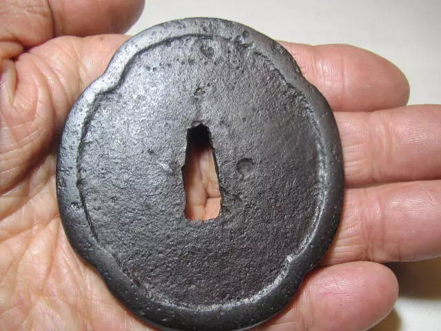 Tsuba     Superior A 44 Iron Armorer  Wooden gourd shape Muk  Forged ground to