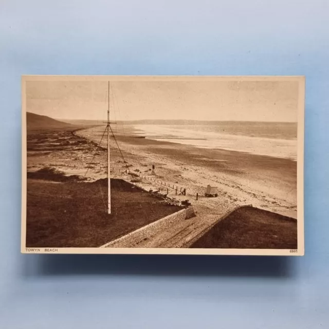 Towyn Clwyd Postkarte C1930 The Beach & alte Bademaschine Wales