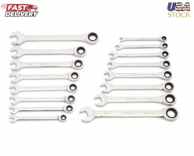 Husky SAE and Metric Ratcheting Wrench Set (16-Piece)