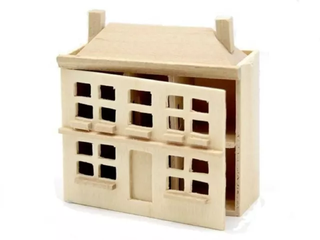 Bare Bois Maison de Poupées pour Une Miniature Inachevé Maternelle Jouet