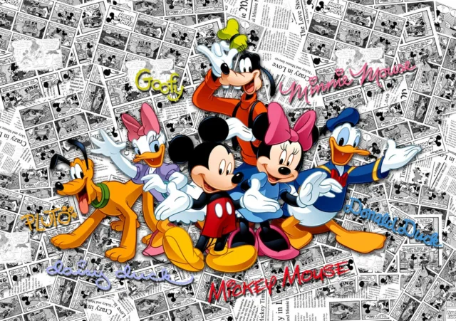 Disney" Mickey Mouse" Foto Papel Pintado 360x270cm Pared Mural + Gratis Adhesiva