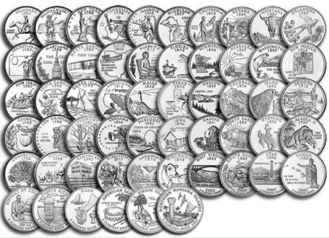 State,Territory,ATB Quarters COMPLETE SETs 1999-2021 PD&S 270 Unc qtrs +Bonus!