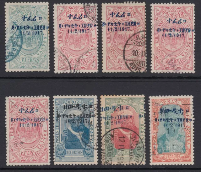 1917, Ethiopia - Little Lot Of Overprints - Used