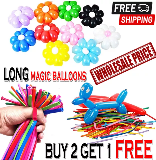 New LONG MAGIC 100 Balloons Different Colours Latex 260Q Traditional Modelling