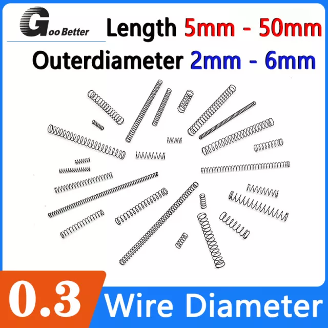 Compression Spring Steel 0.3mm Wire Dia 2mm - 6mm OD Small Pressure Springs