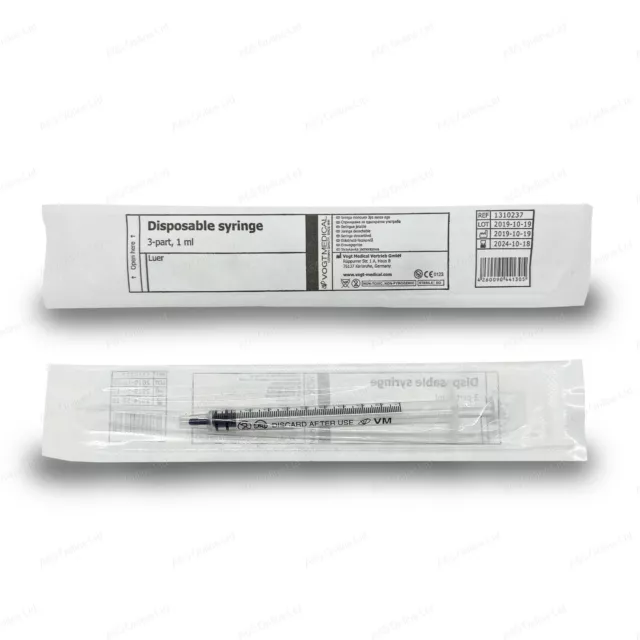 1ml Sterile Syringes Hypodermic Luer Slip Sizes German Made Medical