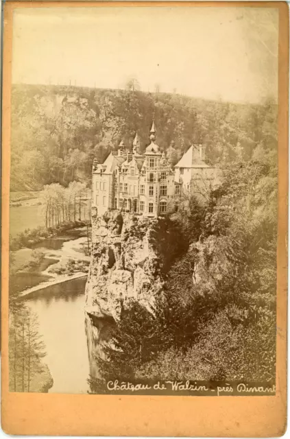 Belgique, Château de Walzin près Dinant  Vintage albumen print.  Tirage albumi