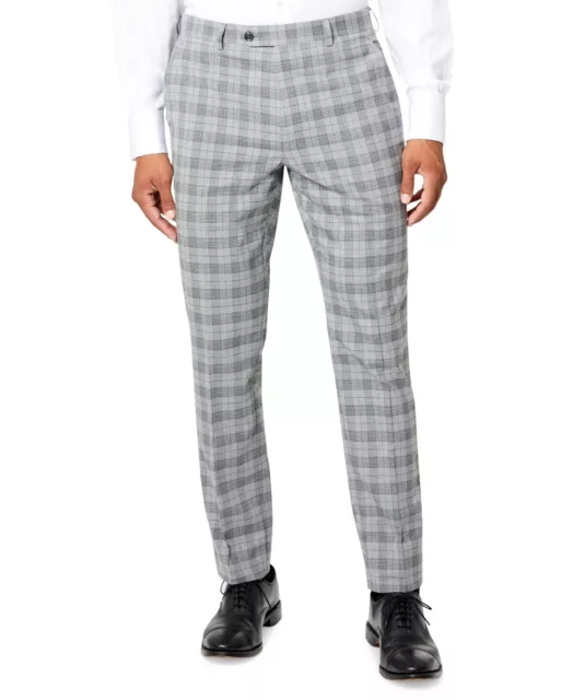 NEW Sean John Men's Classic Fit Patterned Suit Pants Gray Checkered Sz 36Wx34L