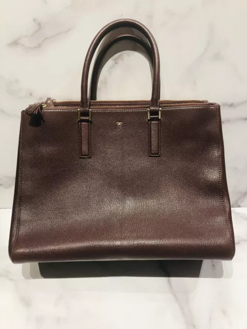 Anya Hindmarch Ebury Burgundy Leather Tote Bag