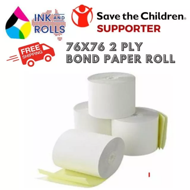 76x76mm 2 Ply Bond Paper Rolls  - 200 Rolls