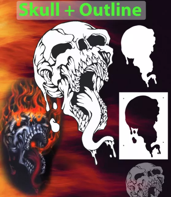 Mini Skull 7 Special Two Layer Airbrush Stencil Spray Vision Template air brush