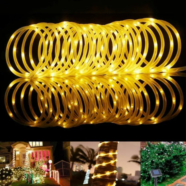 32FT 100 LED Solar Rope Tube Lights String Light Waterproof Outdoor Garden Lamp