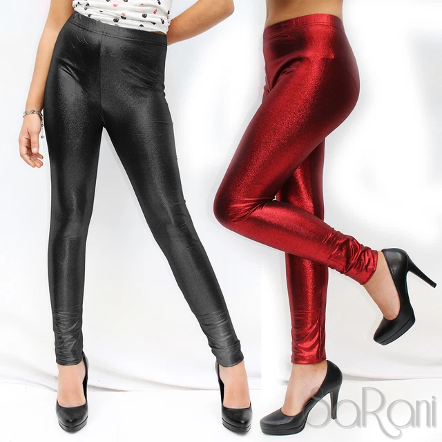 Leggings Sexy Effet Pelle Lucido Pantaloni Laminato Metal Fuseaux Skinny leggins