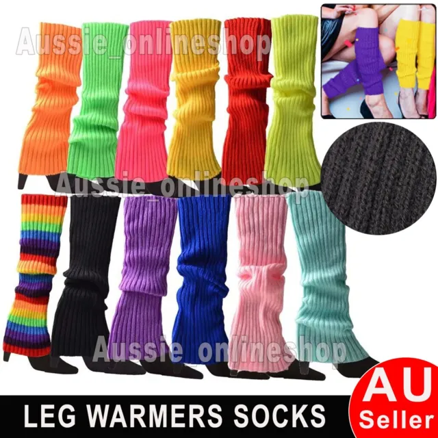 Leg Warmers Legging Socks Knitted Womens Ladies 80s Dance Disco Party Costume AU