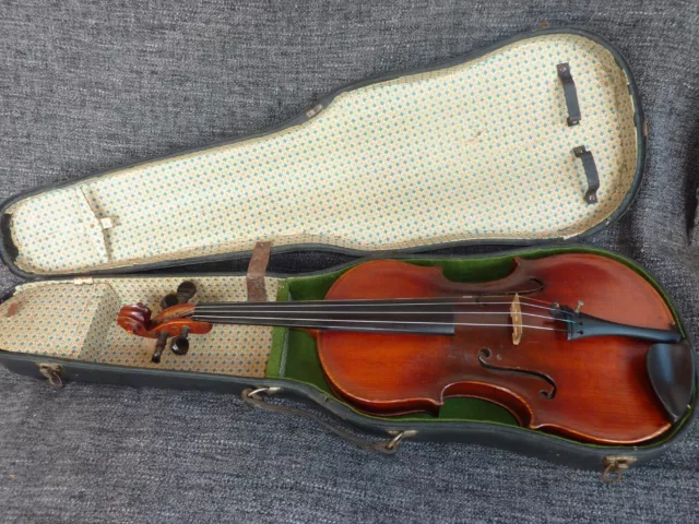 alte Geige 4/4 Violine 1902 Zettel Label Koffer spielfertig