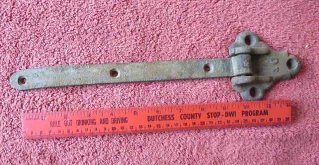 1 Vintage Strap Hinge #10 Cast & Wrought Iron Barn door Rustic shape 13.5" long